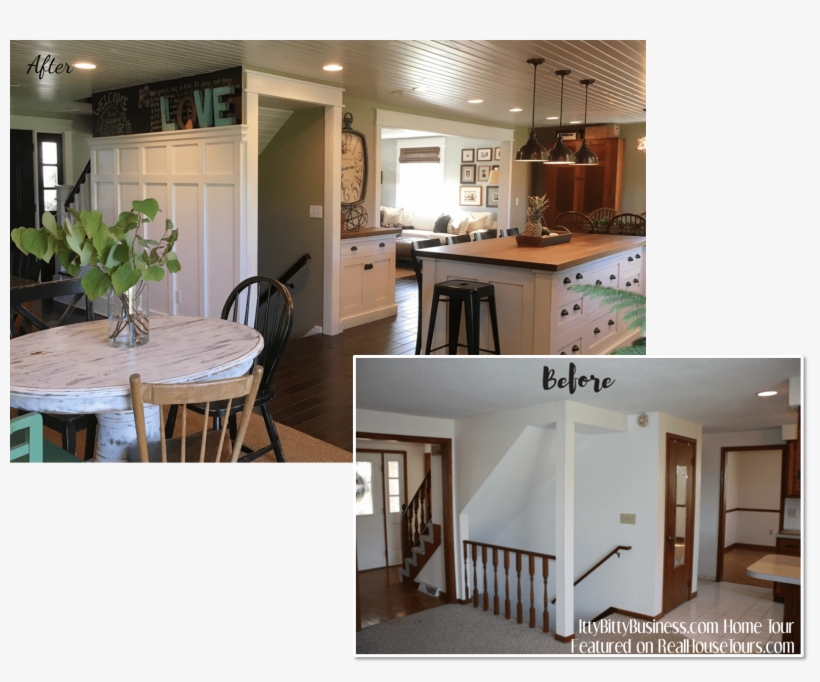 Staircase And Kitchen Farmhouse Style Renovation - Interior Design, transparent png #8104067