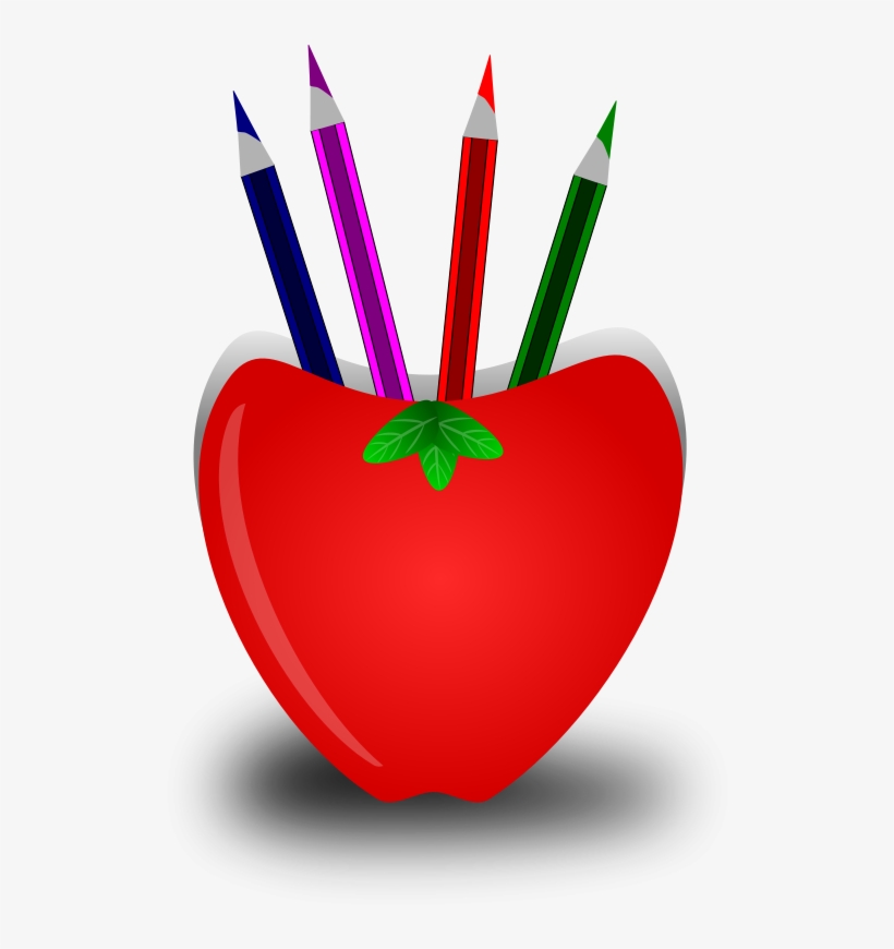 Teacher Apple And Pencil - Pen Stand Box Vector, transparent png #8104716