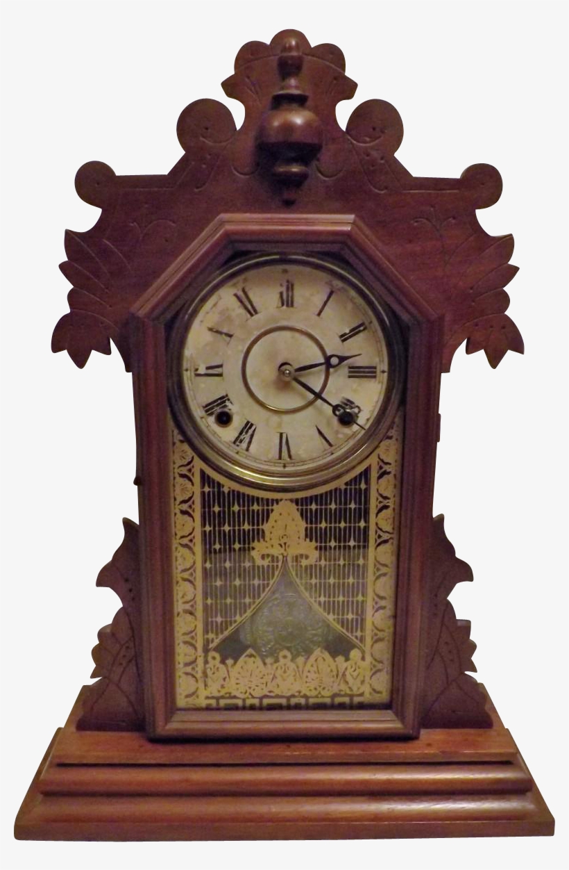 Antique 1881 Rare Gingerbread Kitchen Clock By The - Clock, transparent png #8106386