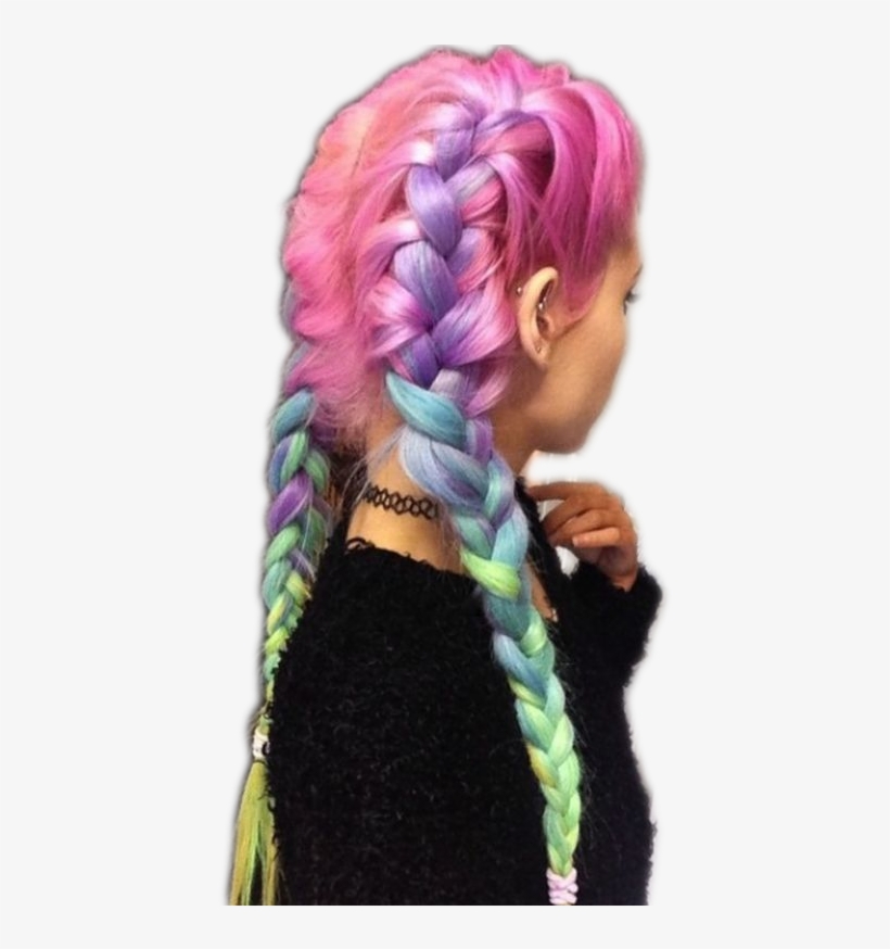 Pnk Pink Pink - Black To Rainbow Hair, transparent png #8106512