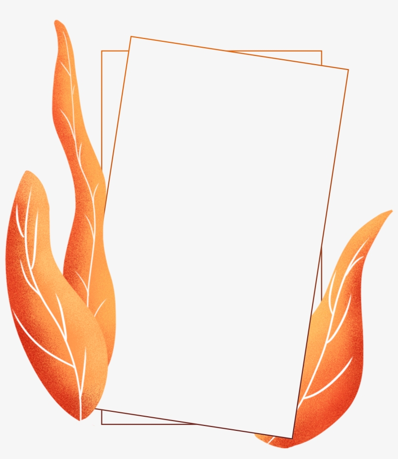 Plantas Pintadas A Mano Borde Coral Naranja Pintada - Illustration, transparent png #8107570