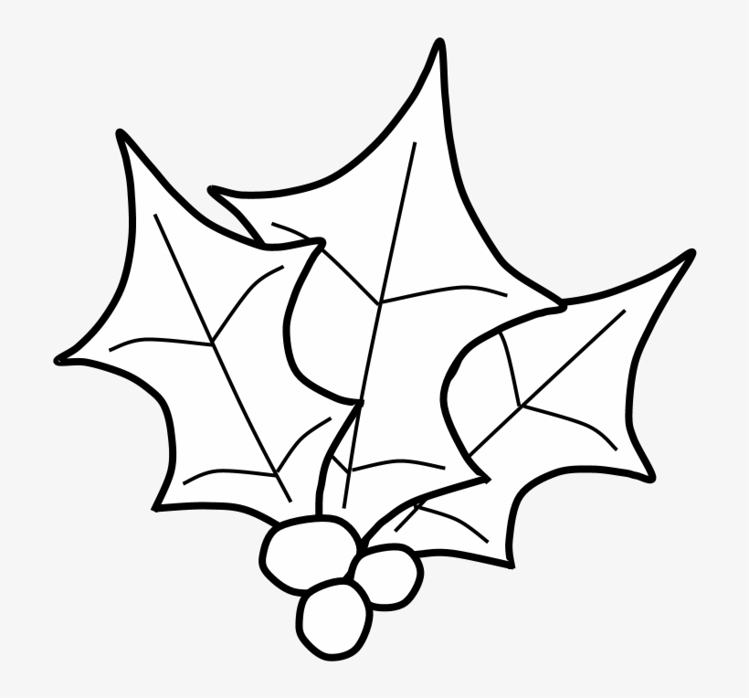 Png Holly, Berries, Leaves Together, Black And White - Illustration, transparent png #8108292