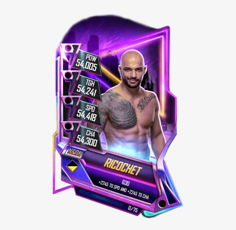 Ricochet Wwe Supercard Season Debut Wwe Supercard Roster - Wwe Supercard Neon Cards, transparent png #8108953