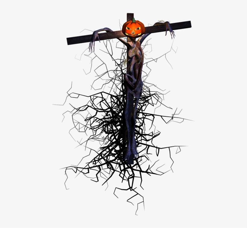 Halloween, Scarecrow, Pumpkin, Fantasy, Shape, 3d, - Crucifix, transparent png #8109674