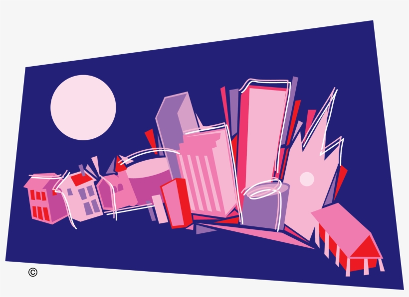 Pink Skyline Clip Art - Illustration, transparent png #8109987