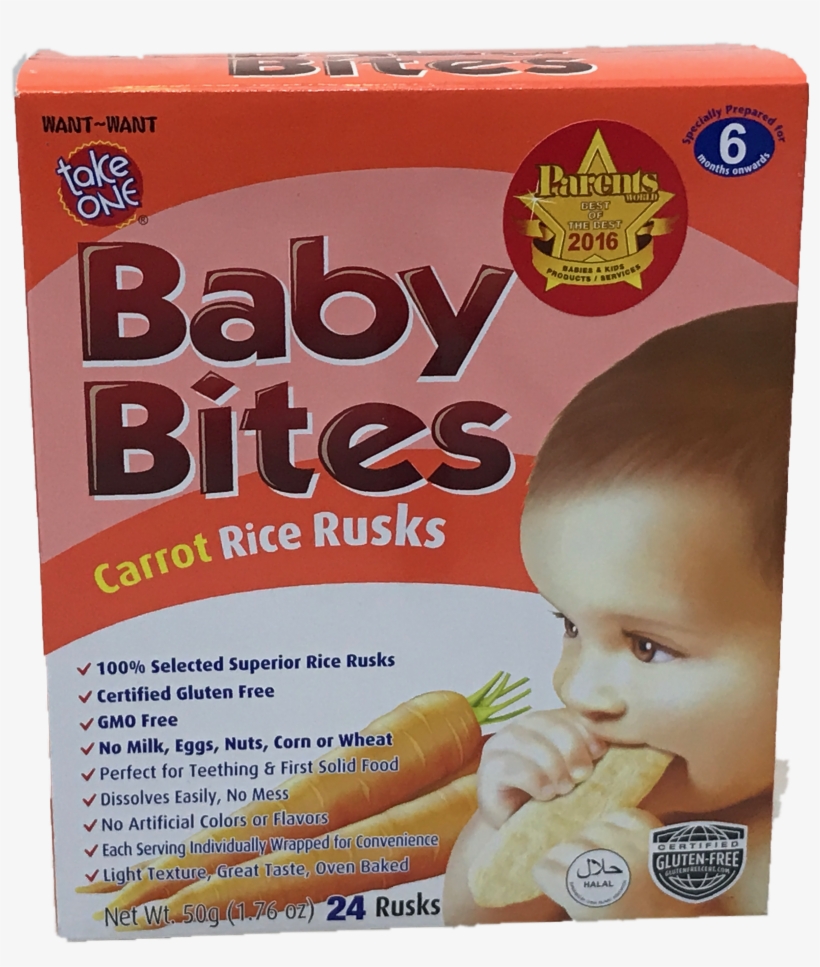Take One Baby Bites Carrot Rice Rusks 50g - Baby Mum Mum, transparent png #8111421