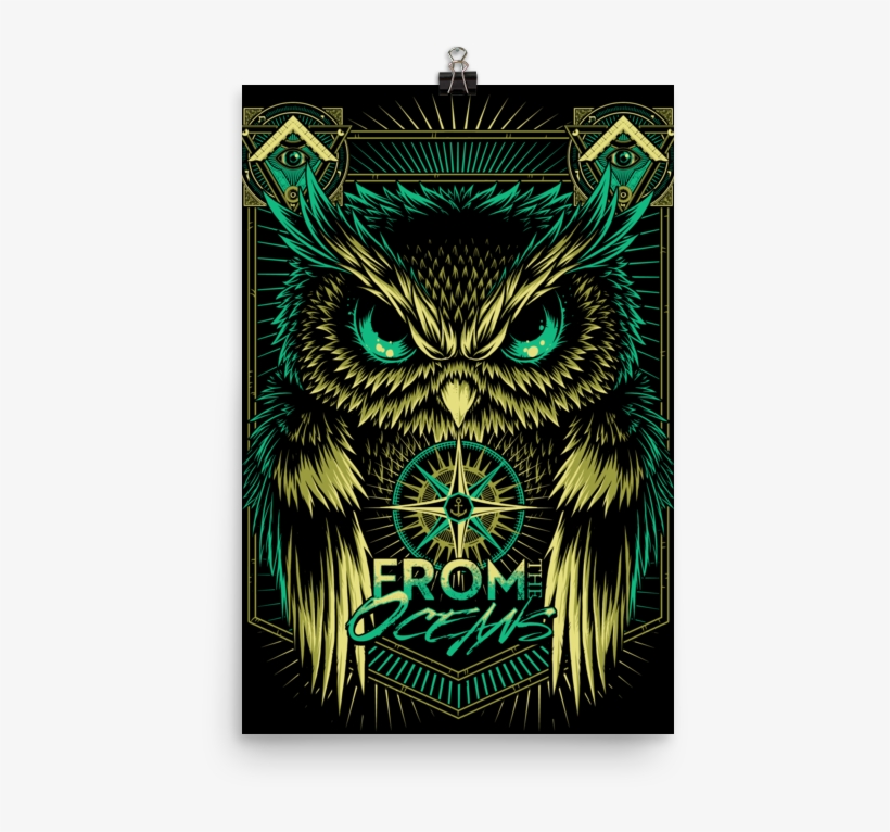 Image Of From The Oceans Illuminati Owl Wall Poster - Motif, transparent png #8111986