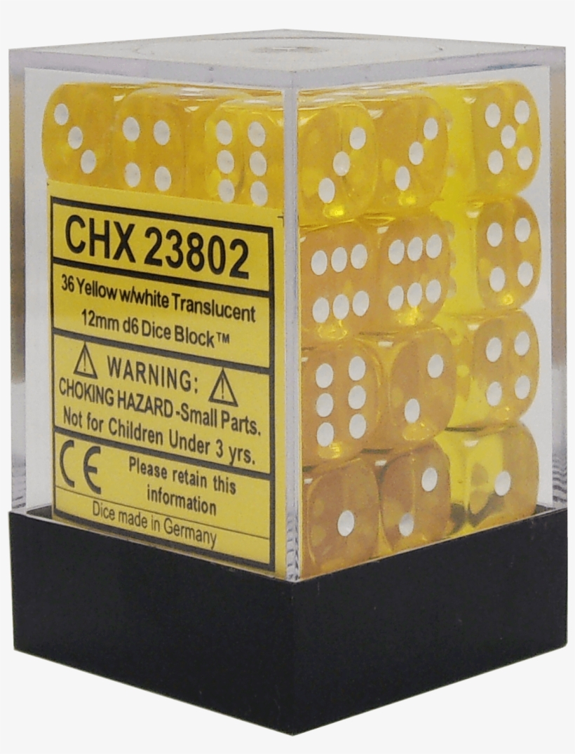 Translucent Yellow With White 12mm D6 - Box, transparent png #8112232