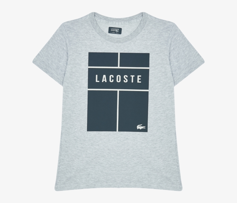 Gray Sport Lettering Technical Tennis T-shirt - Lacoste Tennis T Shirt, transparent png #8112554