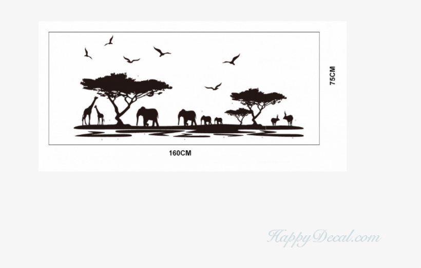 Safari Wall Sticker Tree Wall Stickers With Giraffe - Safari Mural Black And White, transparent png #8112837