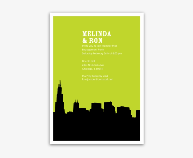 Chicago Skyline Silhouette Party Invitations - Chicago Skyline Silhouette, transparent png #8113014