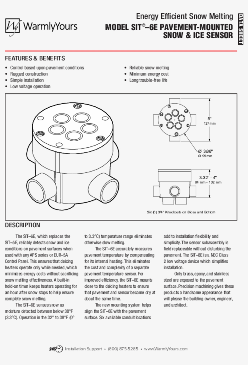 Energy Efficient Snow Melting Model Sit® 6e Pavement-mounted - Diagram, transparent png #8113878