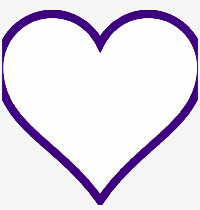 White Heart Outline W Purple Clip Art At Clker Vector - Heart, transparent png #8119010