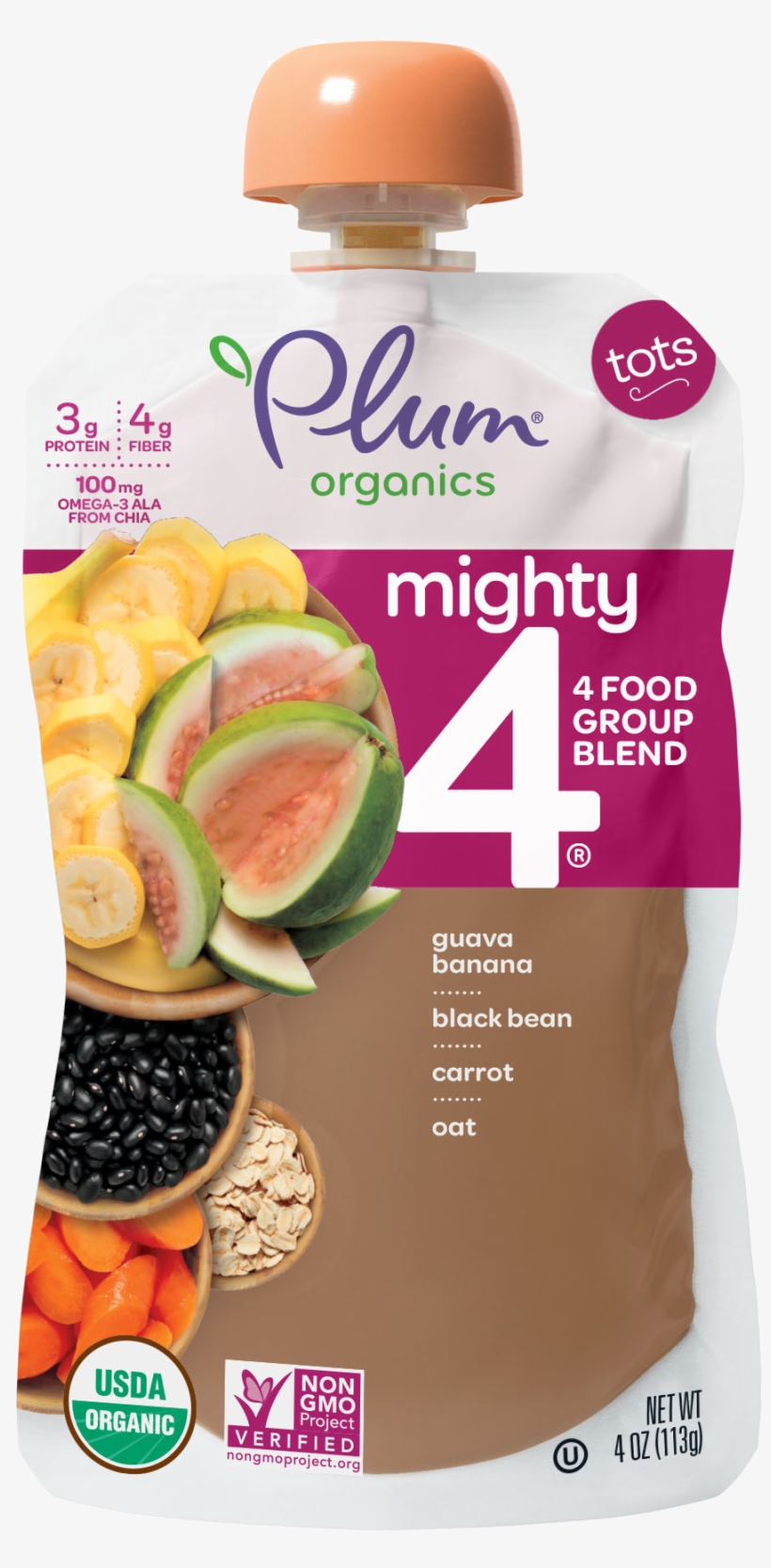 Guava, Banana, Black Bean, Carrot, Oat - Plum Organics, transparent png #8119085