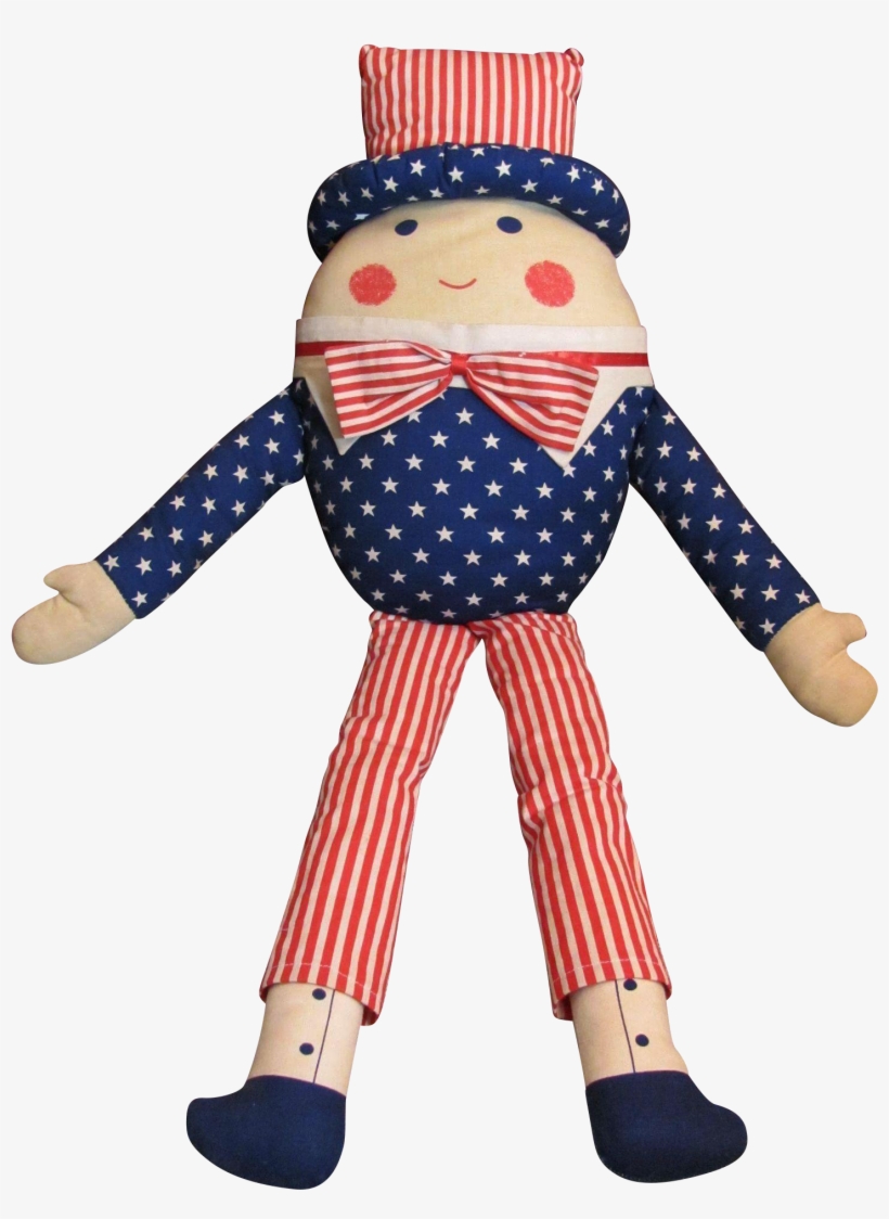 Uncle Sam 4th Of July Humpty Dumpty Vintage Cloth Doll - Plush, transparent png #8119400