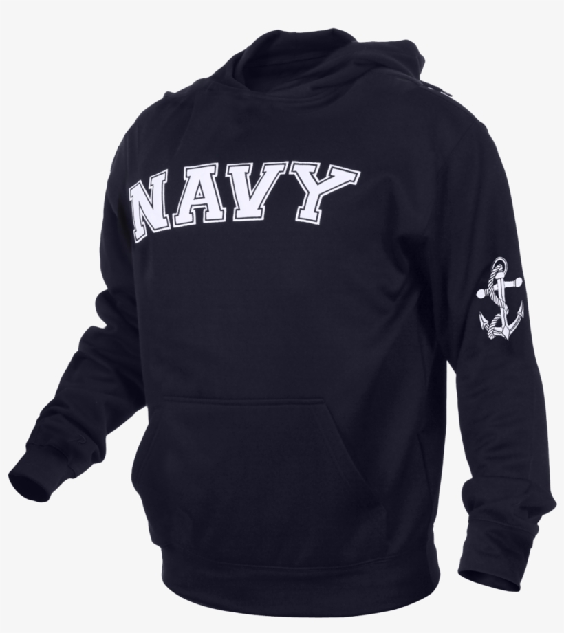 Navy Embroidered Athletic Hoodie The United States - Yellow Sweatshirt With Black Letters, transparent png #8123315