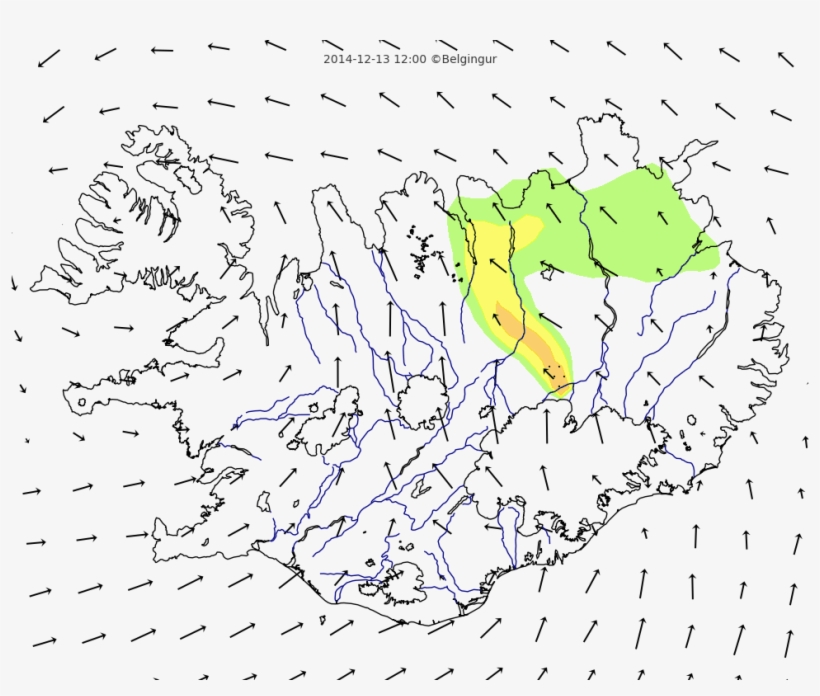 This Map Shows The Distribution Of So2, Volcanic Ash - Íslandskort, transparent png #8125190