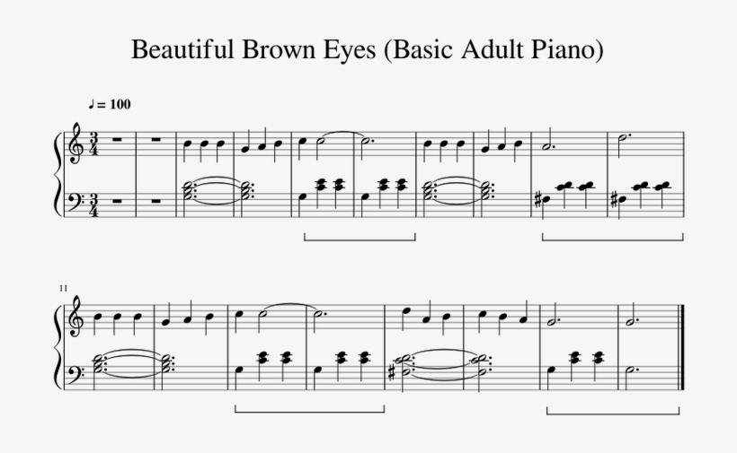 Beautiful Brown Eyes - Dragon Soul Piano Sheet Music, transparent png #8125703