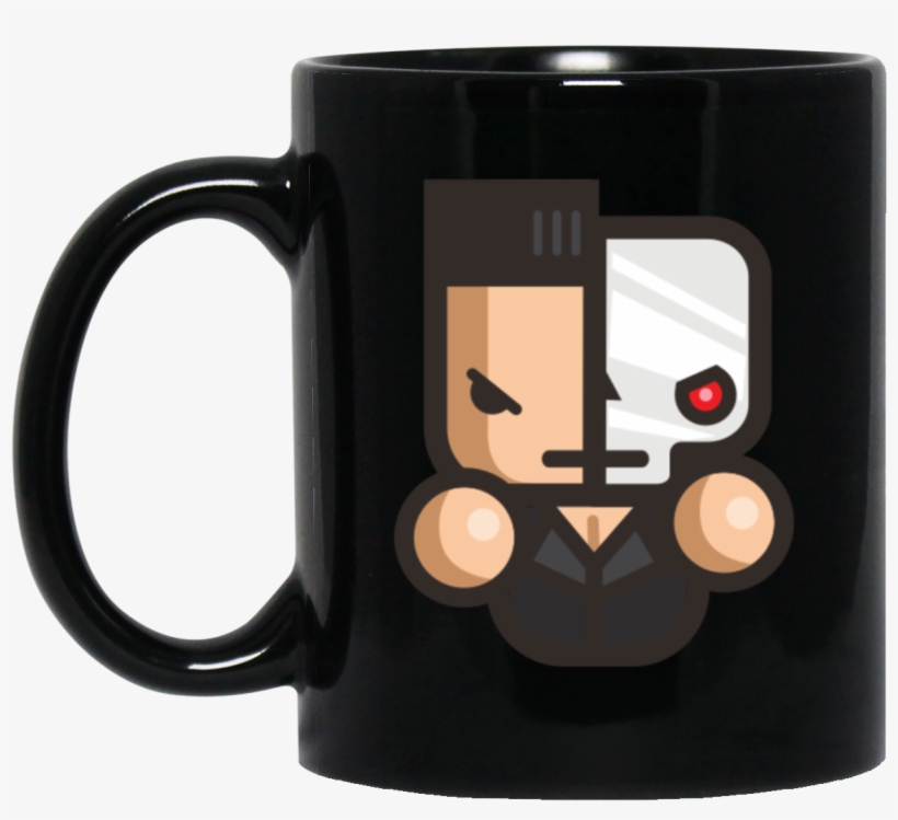 Terminator Half Face Black Mug - Snowboarding Unicorn, transparent png #8127272