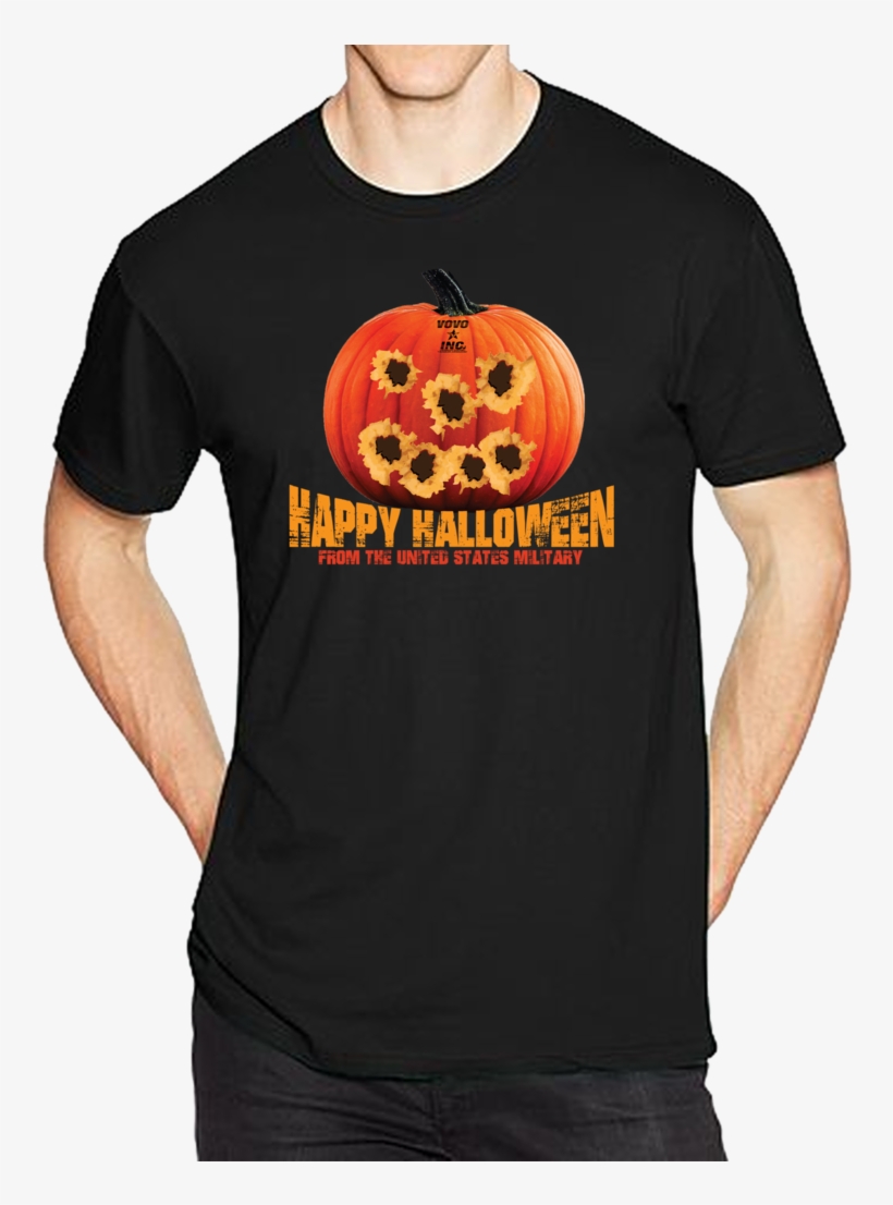 Tactical Halloween Pumpkin Bullet Hole Carving T=shirt - Hanes Fatigue Green, transparent png #8127627