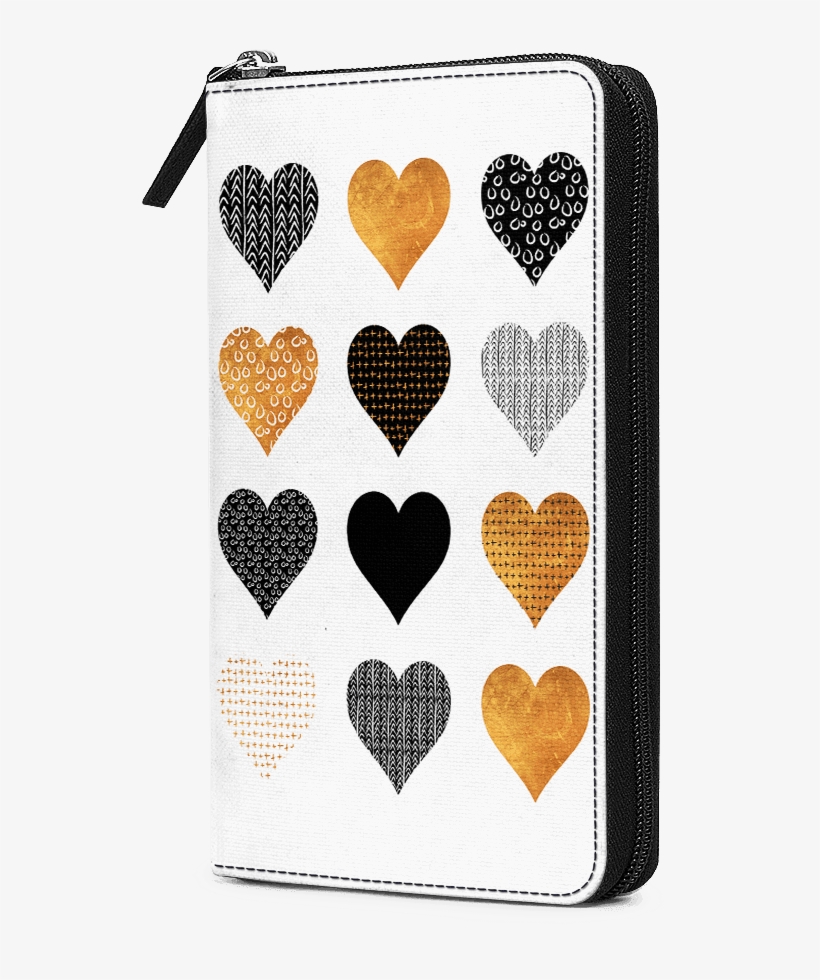 Gold Hearts Travel Organiser Passport Wallet - Heart, transparent png #8128190