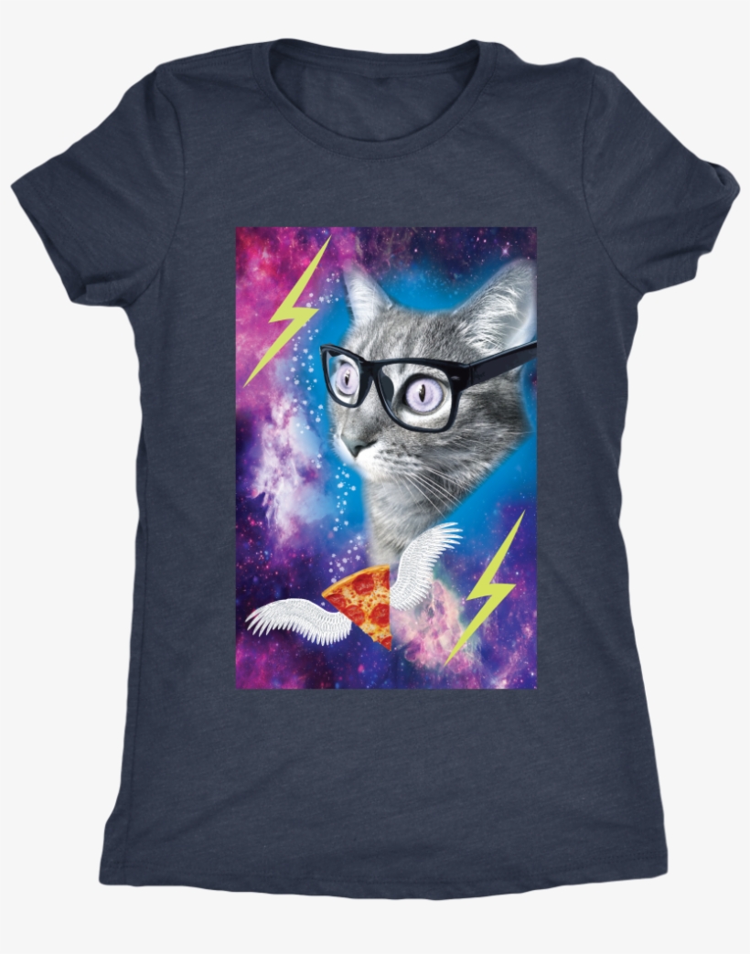 Funny Cat In Outer Space Womens Shirt, transparent png #8128242