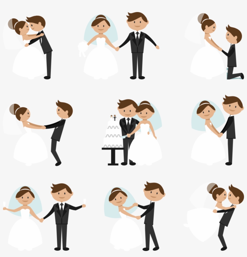 Wedding Invitation Clip Art Vector - Png Vector Wedding Couple, transparent png #8129948