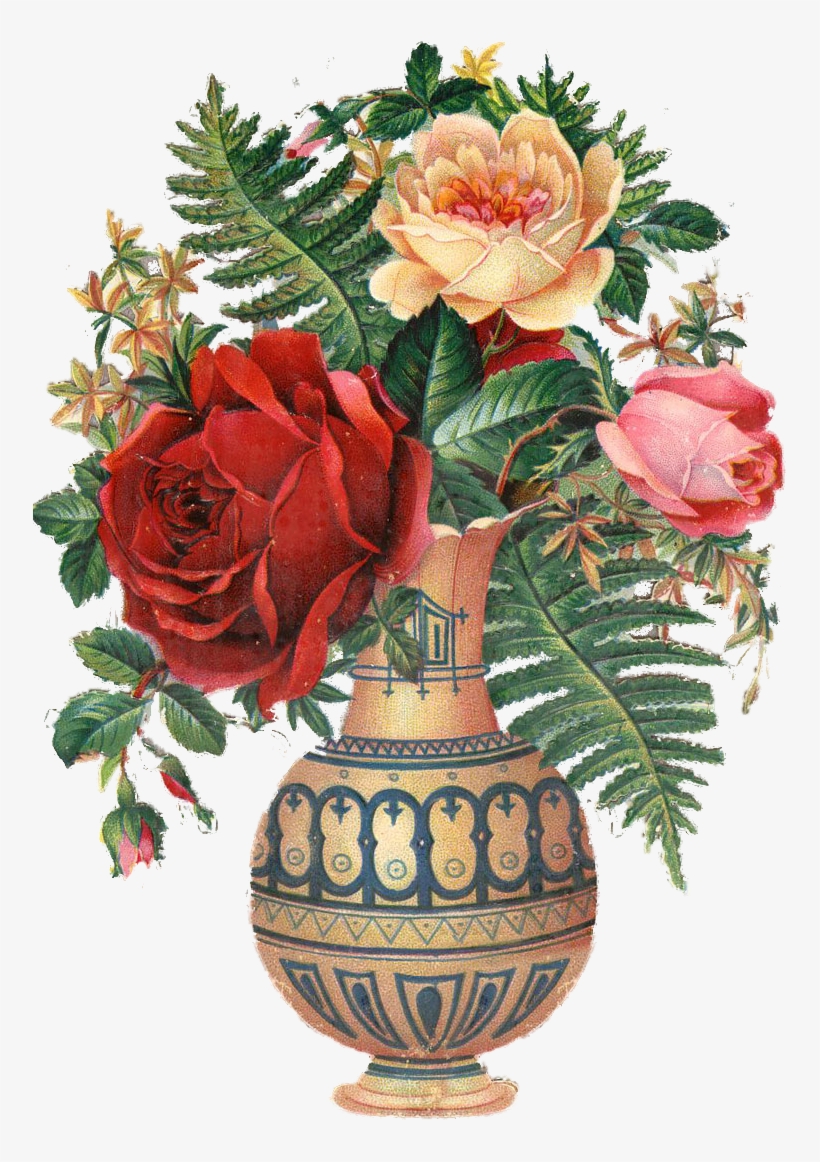 Roses In Vase - Garden Roses, transparent png #8130591