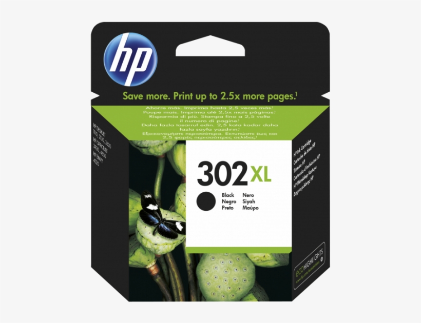 Hp Original 302xl Black Ink Cartridge F6u68ae - Hp 62xl Ink Cartridges, transparent png #8132276