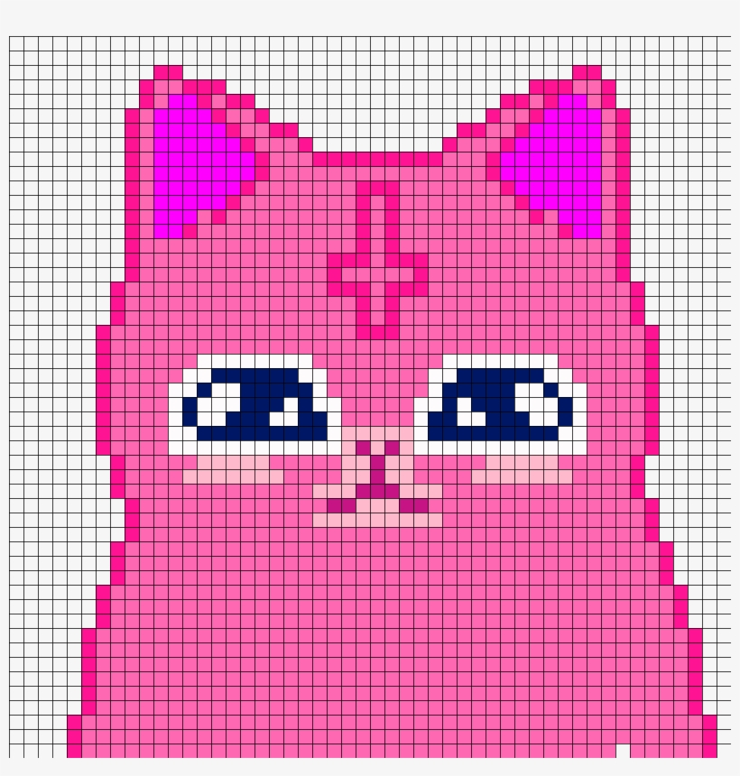 Pink Satan Kitty Perler Bead Pattern / Bead Sprite - Cute Perler Bead Cat Pattern, transparent png #8135897