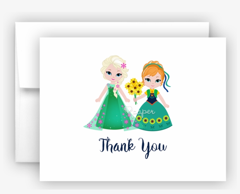 Anna & Elsa C Thank You Cards Note Card Stationery - Cartoon, transparent png #8137555