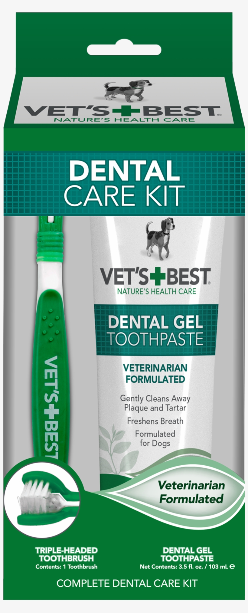 Vet's Best Complete Enzymatic Dental Care Gel & Toothbrush - Toothbrush, transparent png #8137993