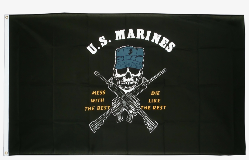 Us Marine Corps Mess With The Best - Us Marine Skull Flag, transparent png #8141950