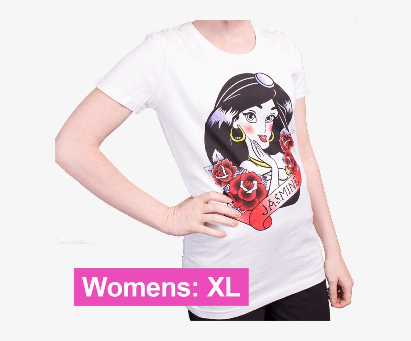 Jasmine Tattoo Art Women's T Shirt - Cartoon, transparent png #8143975