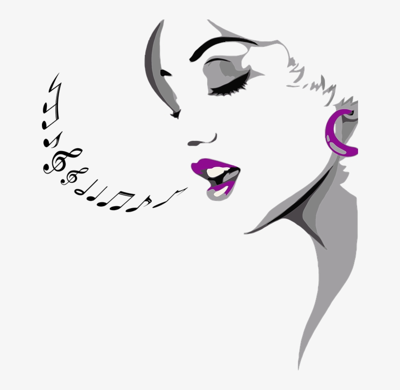 Female Head Musical Free Vector Graphic On - Singing Woman, transparent png #8144306
