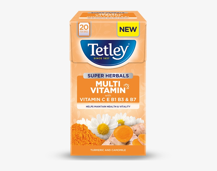 Tetley Super Herbals Multivitamin Turmeric And Camomile - Chamomile, transparent png #8144801