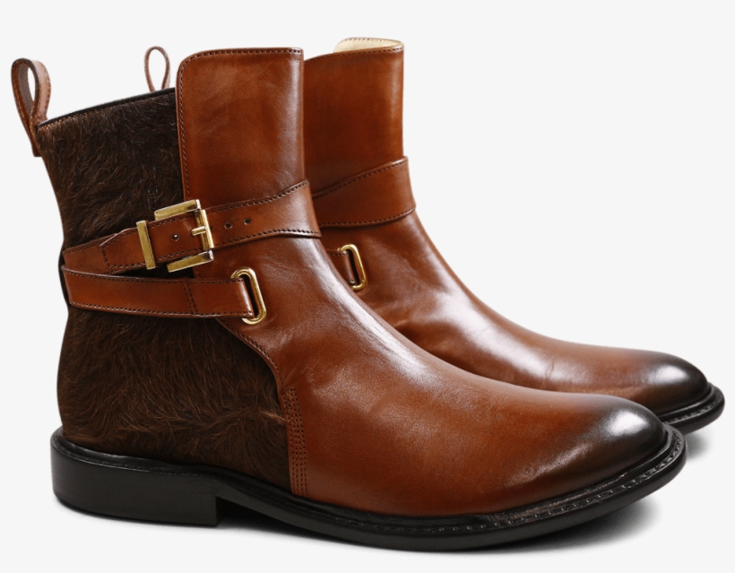 Ankle Boots Sally 64 Hair On Wood Tan Strap Wood Hrs - Motorcycle Boot, transparent png #8144922