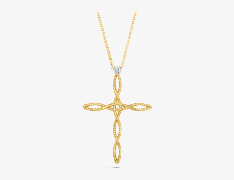 Roberto Coin Cross Pendant With Diamonds - Locket, transparent png #8147237