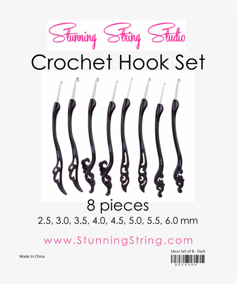 Deco Black Crochet Hook Set - Knitting, transparent png #8148053