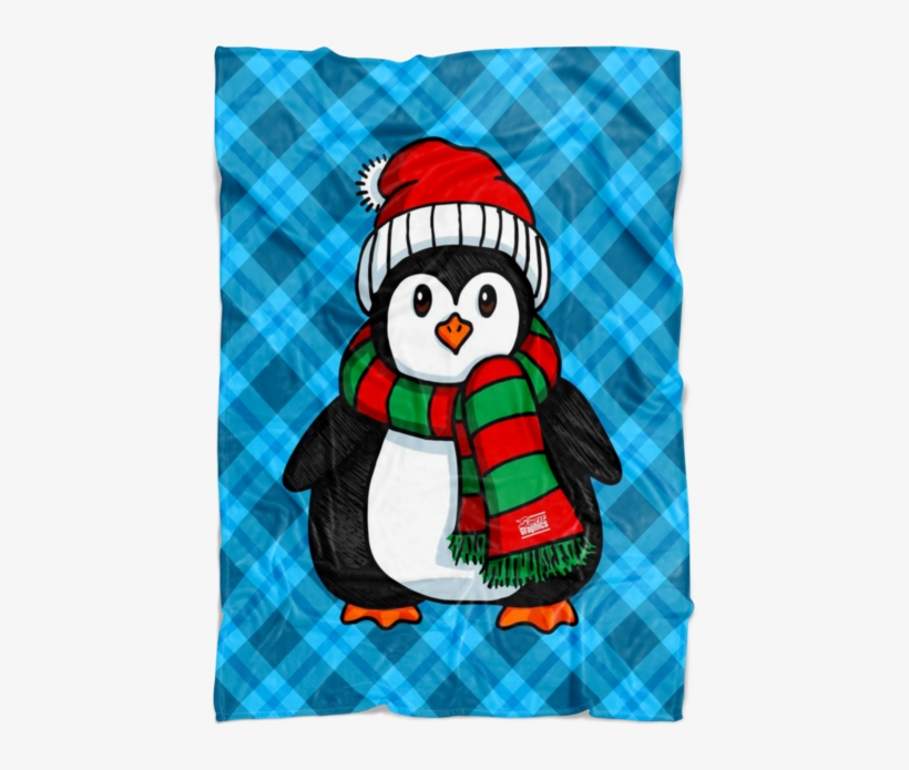 Christmas Penguin - Fleece Blanket - Cartoon, transparent png #8148398
