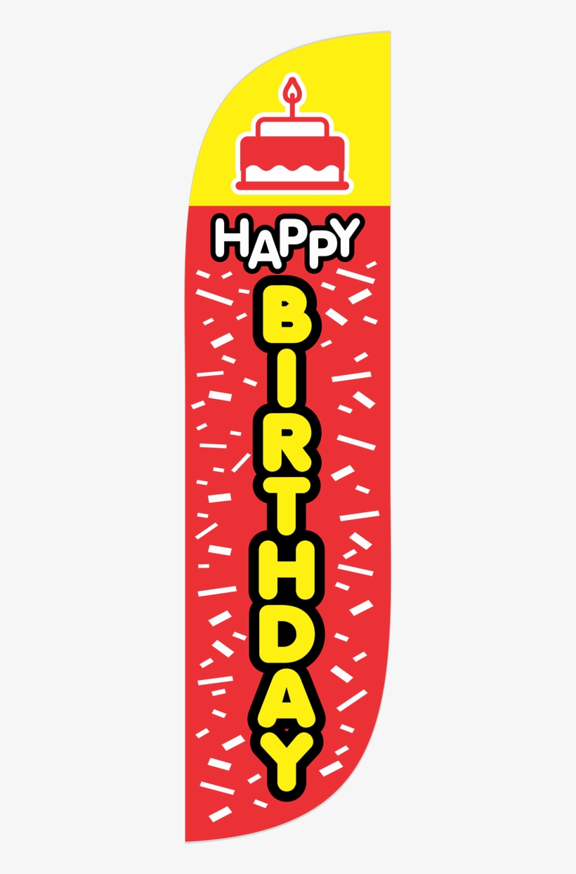 5ft Happy Birthday Feather Flag Red & Yellow - Graphic Design, transparent png #8148774