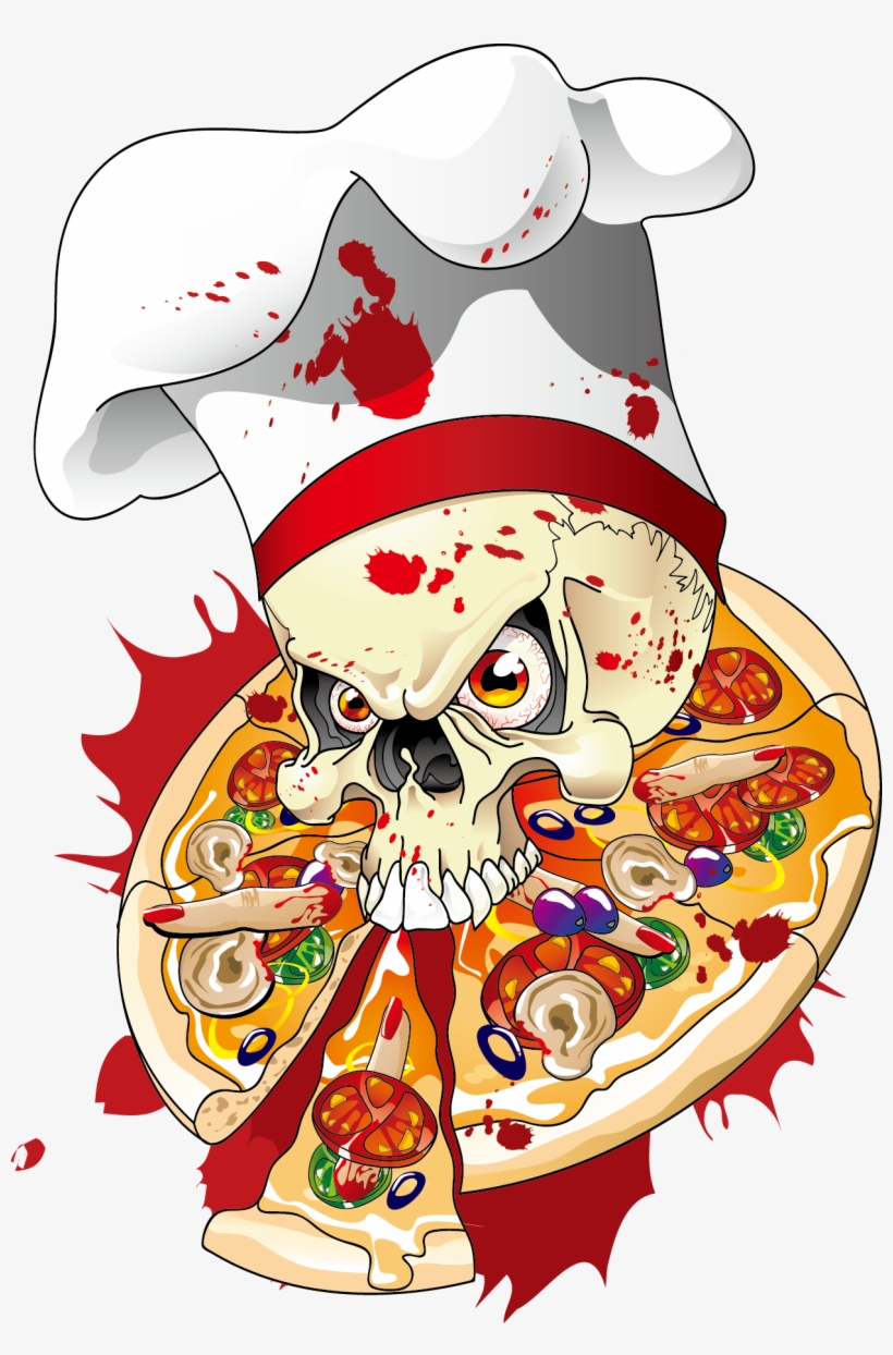 On Skull Illustration Delivery The Pizza Clipart - Skull Food Png, transparent png #8150528