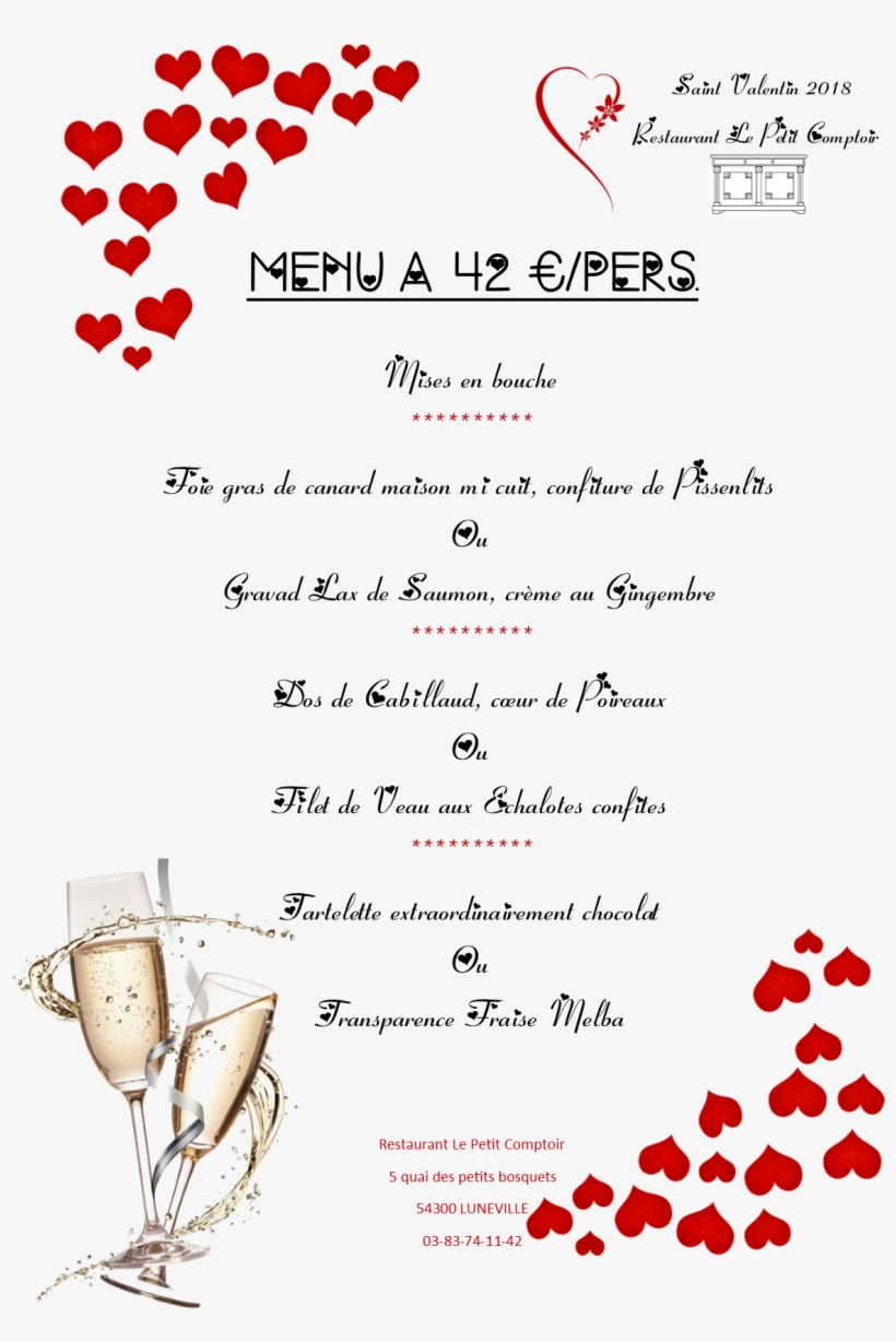 Menu Saint Valentin - Menu De La Saint Valentin, transparent png #8151015