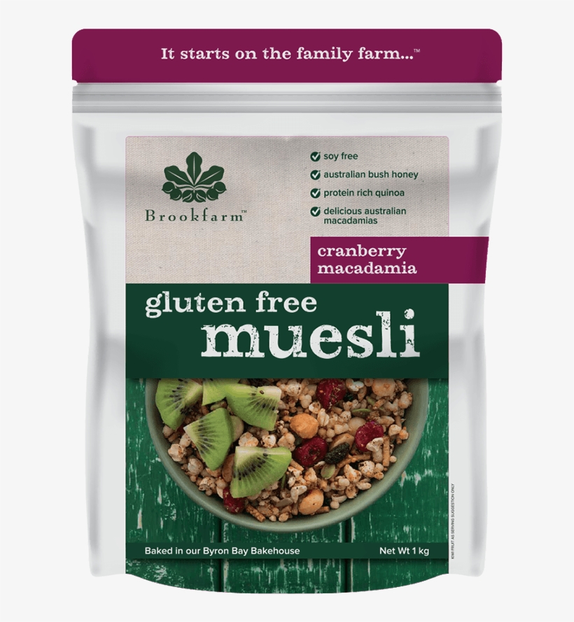 Brookfarm Gluten Free Muesli Cranberry 1kg - Brookfarm Natural Muesli, transparent png #8152362