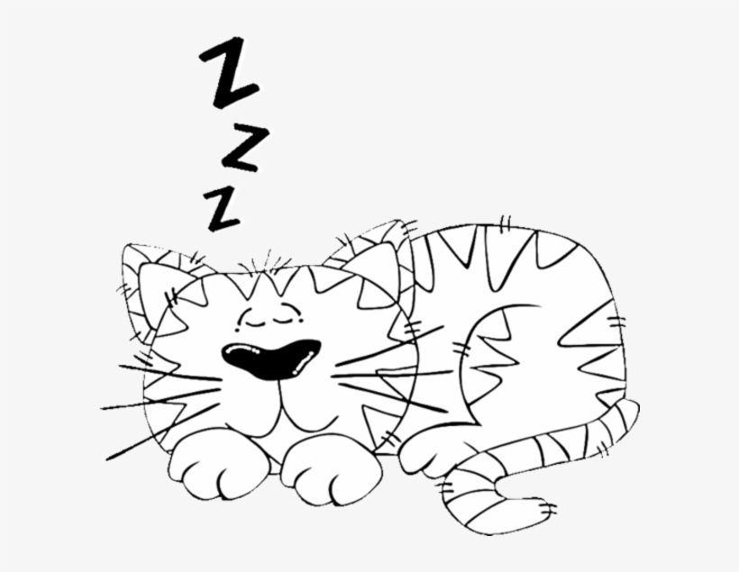 Cartoon Cat Sleeping Coloring Page - Cartoon Cats, transparent png #8155336