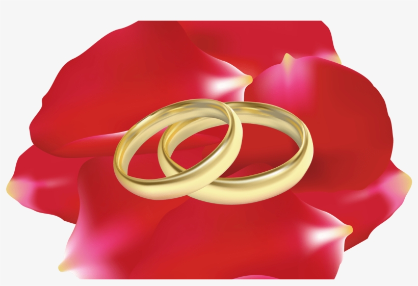 Wedding Rings In Rose Petals Png Clip Art Best Web, transparent png #8155426