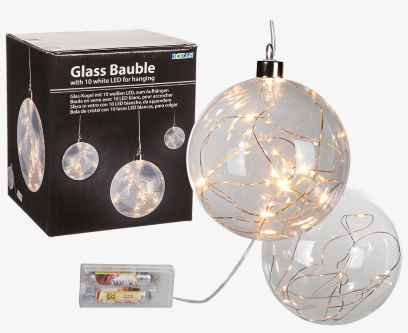 Glass Baubles With Led Lights, transparent png #8158824
