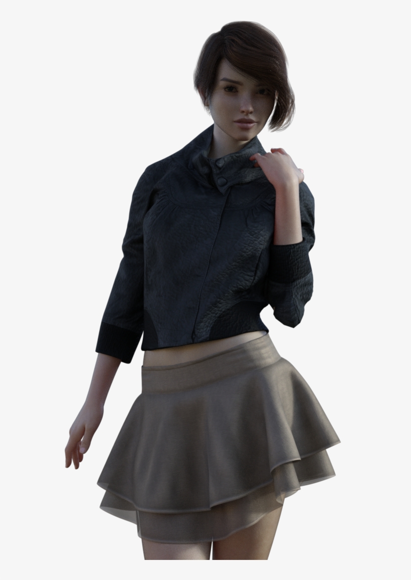 Black Leather Jacket Modified - Miniskirt, transparent png #8159691