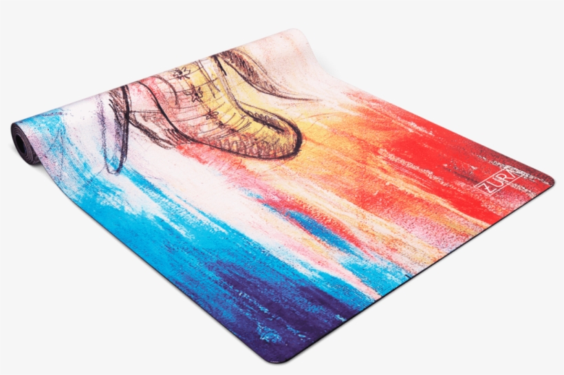 A White Yoga Mat With Painted Streaks Of Red, Blue, - Still Life, transparent png #8160422