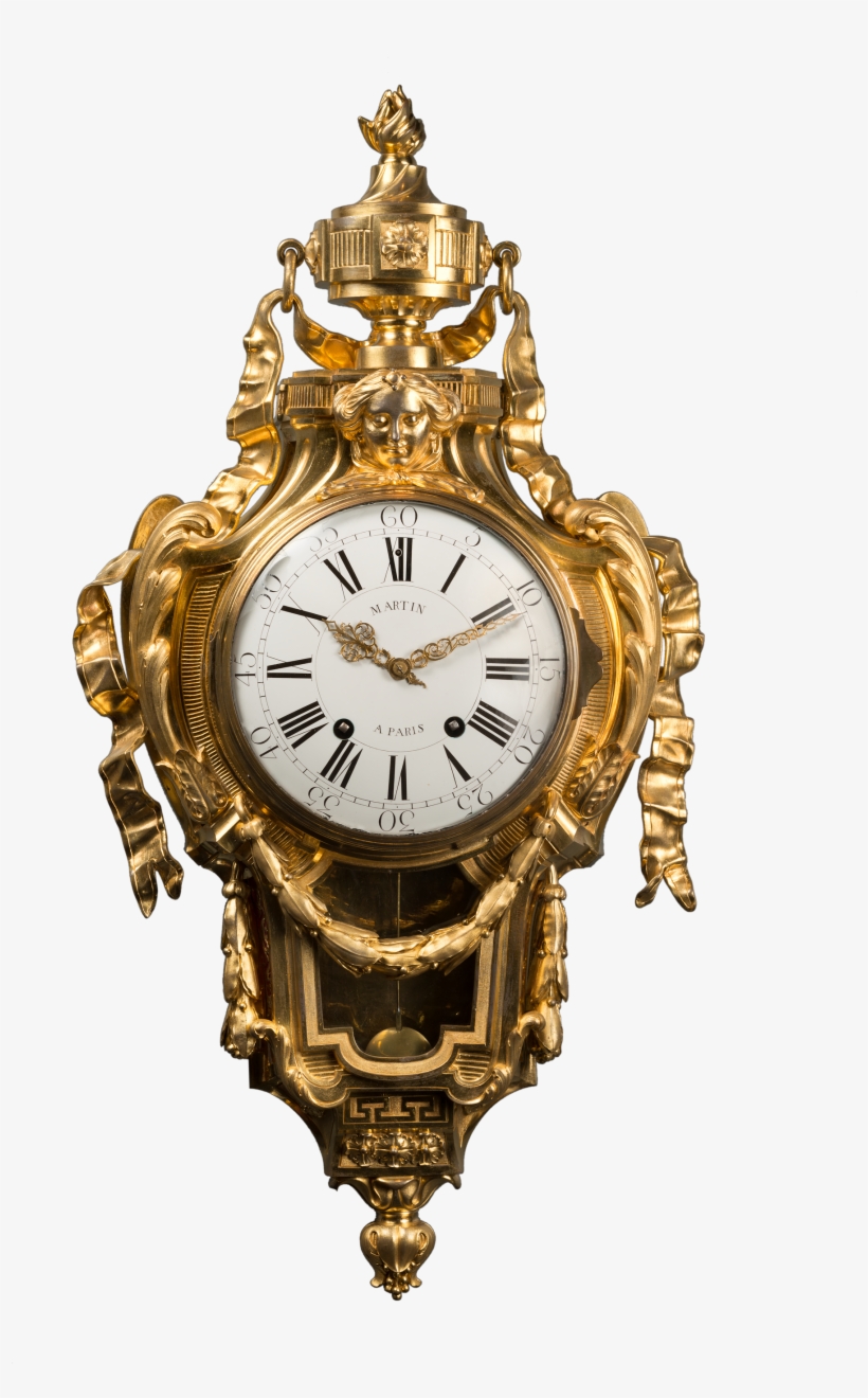 Important Gilt Bronze Wall Cartel, “ribbon Cartel, - Quartz Clock, transparent png #8162282